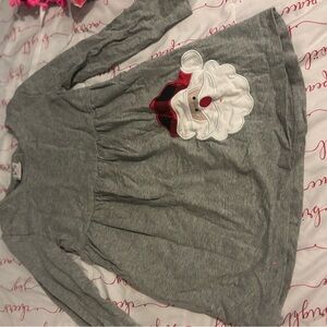 Gray Long Sleeve Dress with Santa Patch
